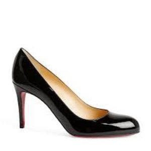 Authentic Christian Louboutin Black Leather Simple Pump 39 85mm heel